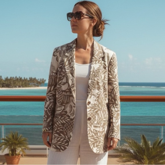 Esprit Jackets & Blazers - Esprit Linen Blazer Jacket Vintage Italy Fisherman Tropical Safari Green M